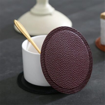 Coffee Coaster Round Tableware Pad Dining Table Mat Heat Insulation Non-Slip Soft PU Leather Bowl Coaster Kitchen