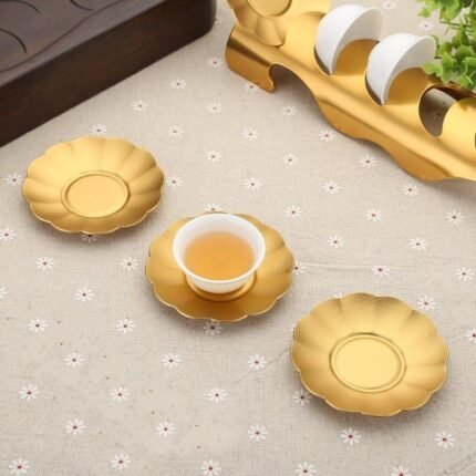 Handmade tea coaster tea cup holder retro alloy copper potholder Kung Fu tea set tea